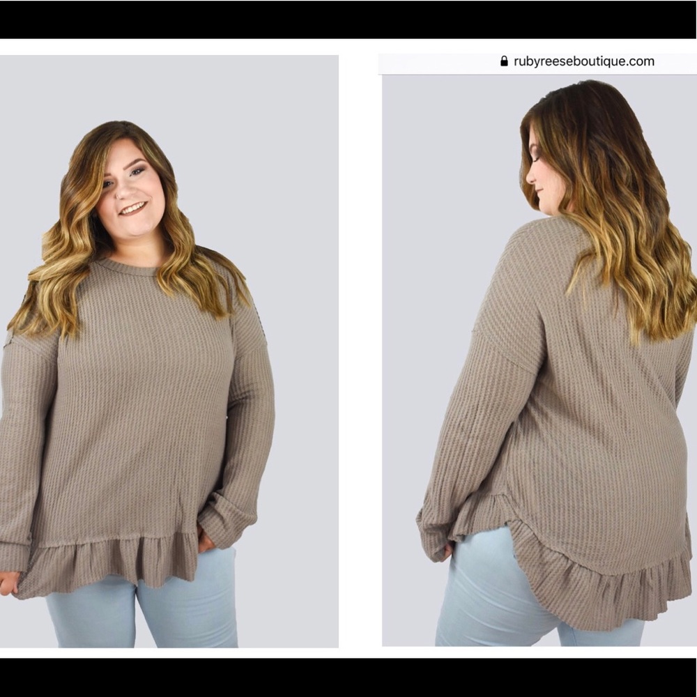 Thermal Knit Ruffle Tunic